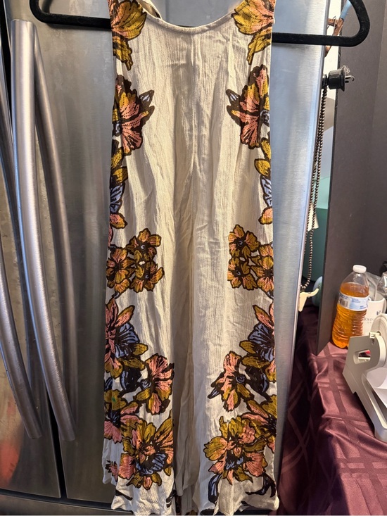 Free People Dresses & Skirts - Free People Cream Maxi Dress with Pink, Yellow and Blue Floral Embroidery